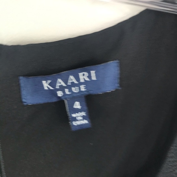 Kaari Blue Solid Black Scoop Neck Patterned Dress With Pockets Size 4 - Picture 5 of 8